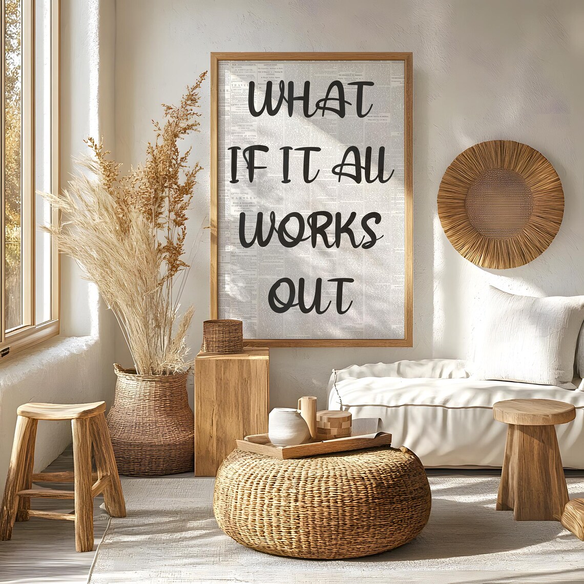 What If It All Works Out Vintage Newspaper Script Collage Poster - Image 2