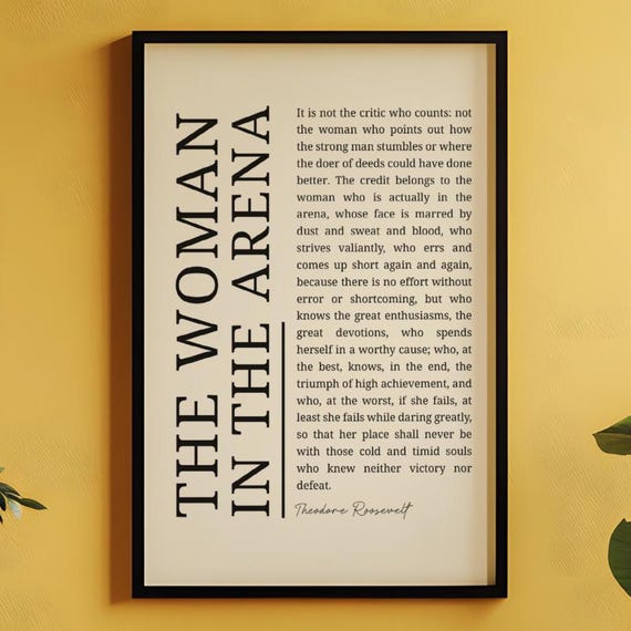 Woman In The Arena Wall Art Theodore Roosevelt Decor Empowerment Feminist Print Strong Women Quote
