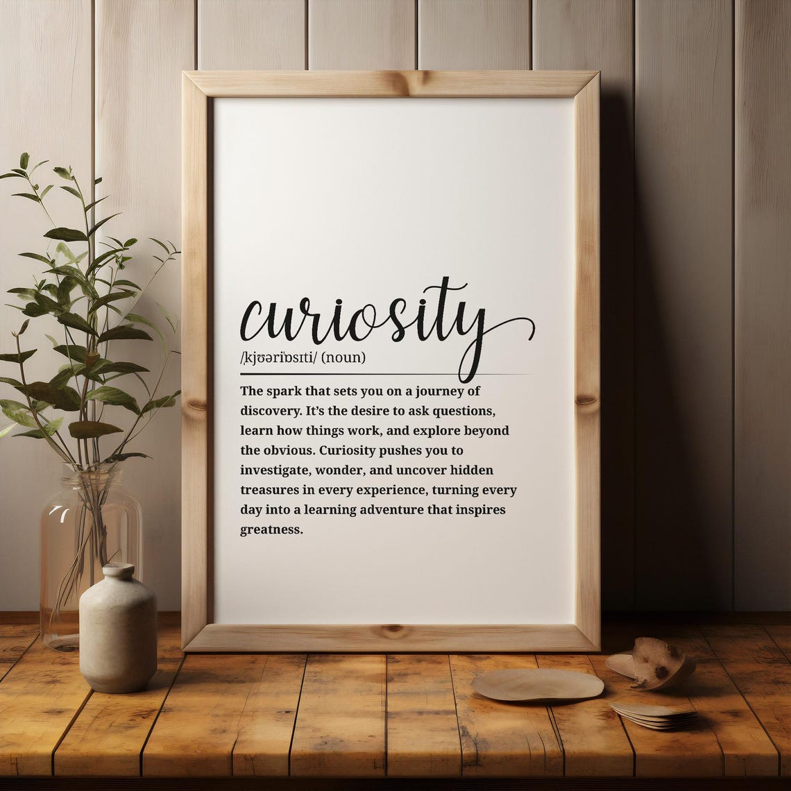 Curiosity Definition Script Typography Learning Word Art Quote Poster - Image 3