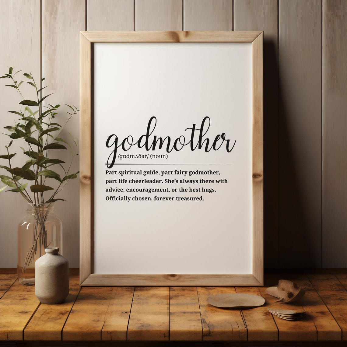 Godmother Definition Quote Officially Chosen Treasured Gift Wall Art - Image 3