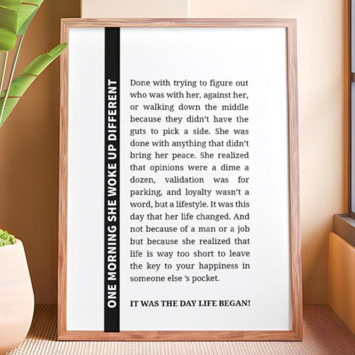 One Morning She Woke Up Different Sidebar Layout Empowerment Quote Poster