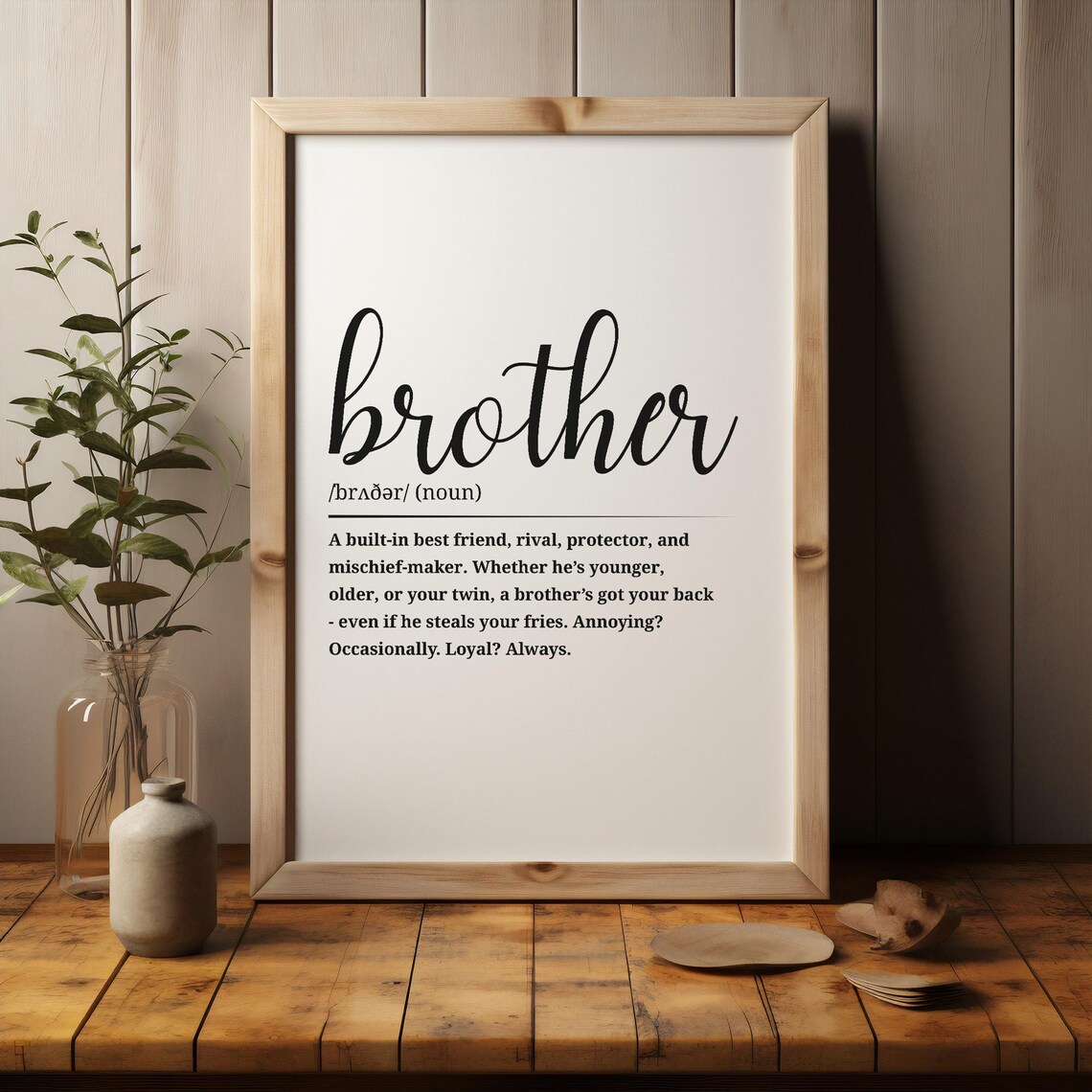 Brother Dictionary Definition Funny Sibling Gift Family Wall Art - Image 3