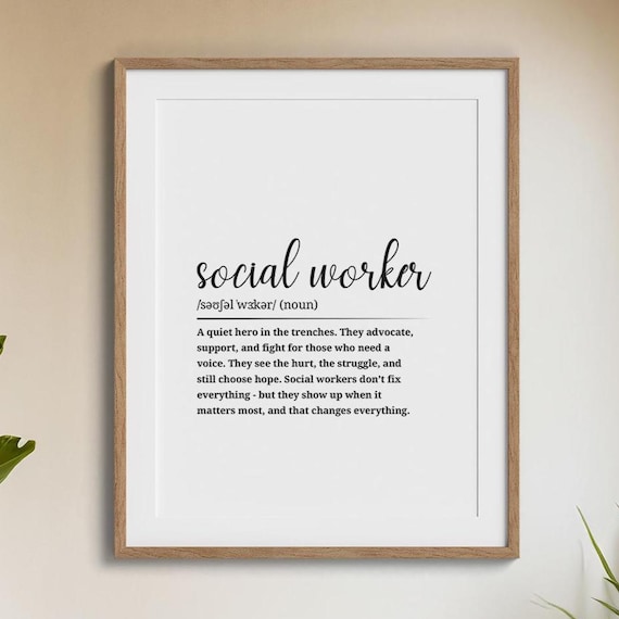 Social Worker Dictionary Definition Quiet Hero Appreciation Poster