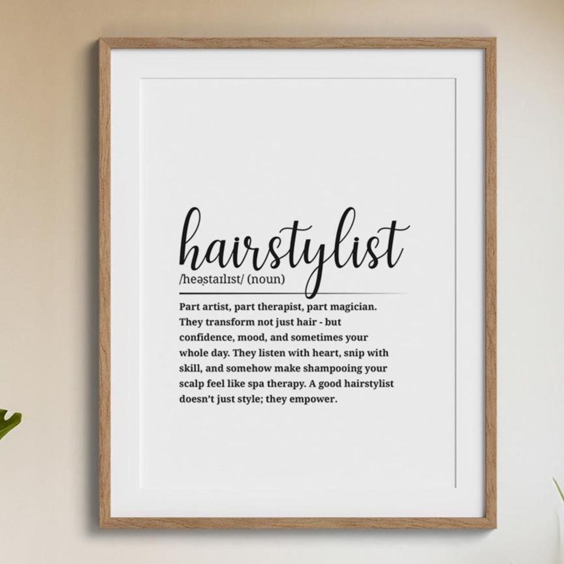 Hairstylist Dictionary Definition Salon Artist Gift Wall Art