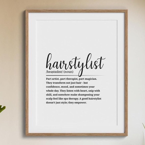 Hairstylist Dictionary Definition Salon Artist Gift Wall Art