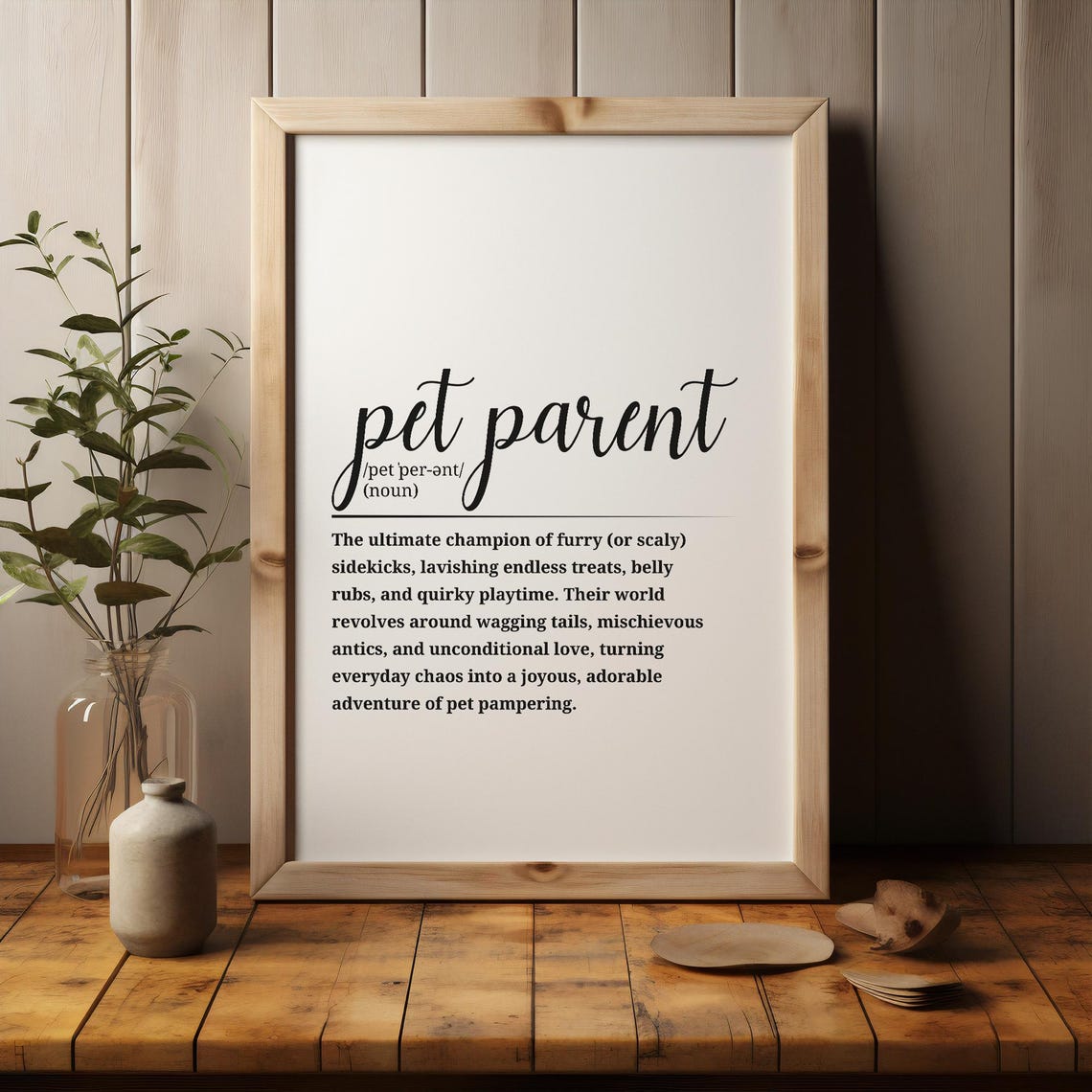 Pet Parent Definition Dictionary Style Animal Lover Funny Quote Poster