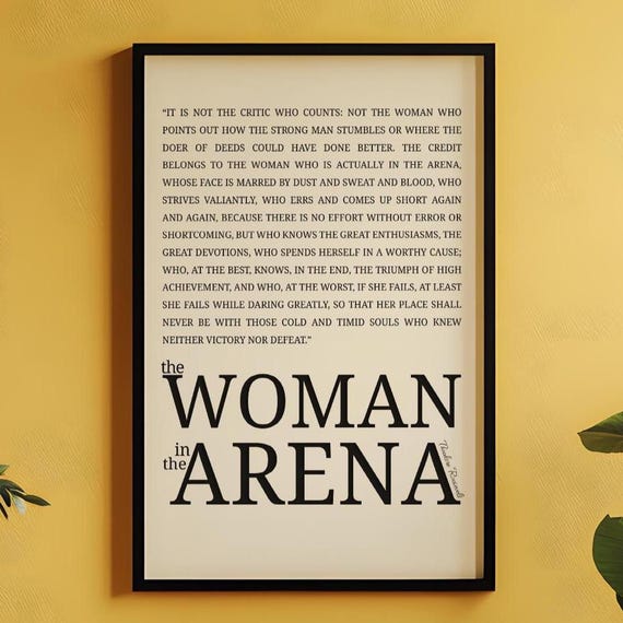 Woman In The Arena Wall Art Theodore Roosevelt Decor Empowerment Feminist Print Strong Women Quote