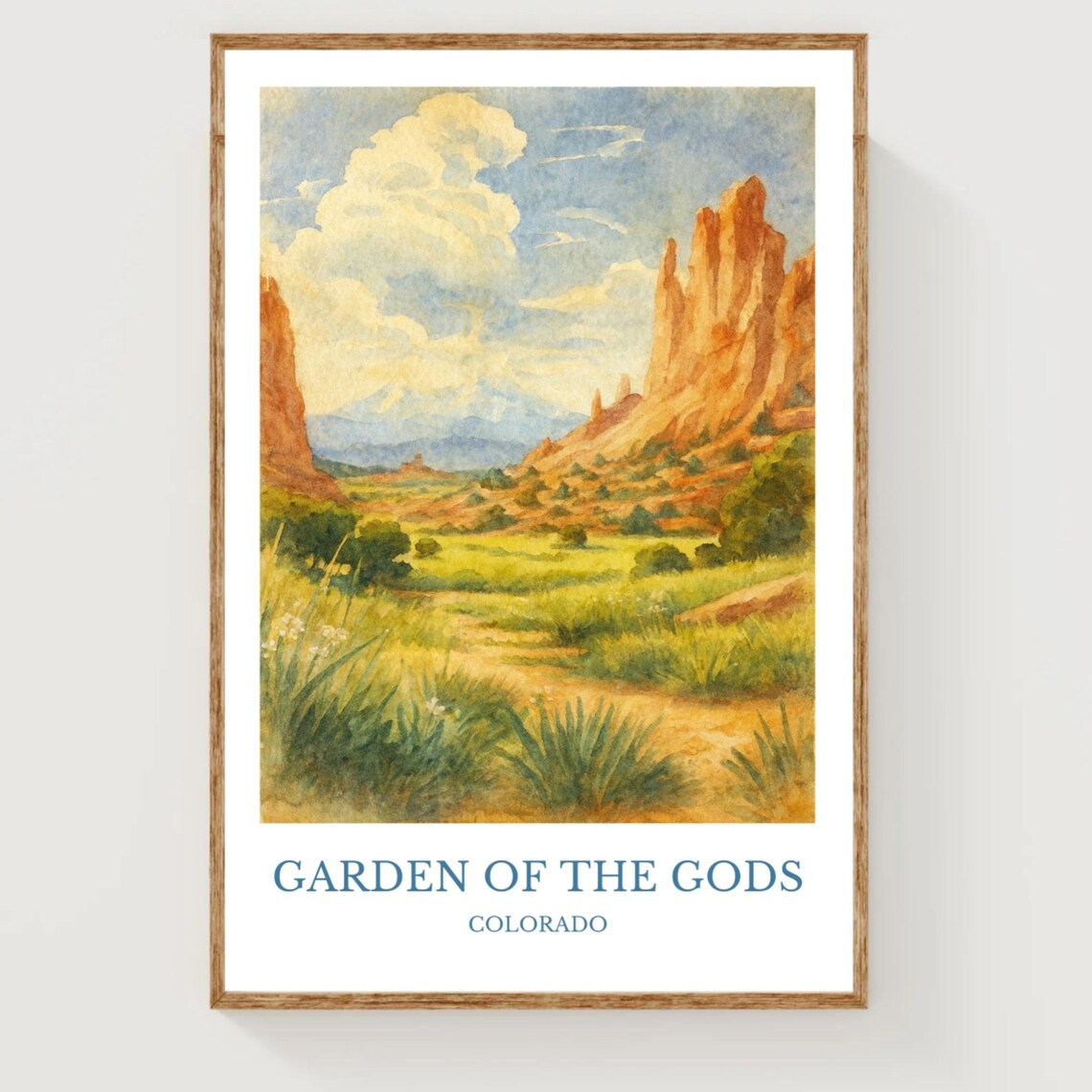 Garden of the Gods Colorado Red Rock Formations Watercolor Poster