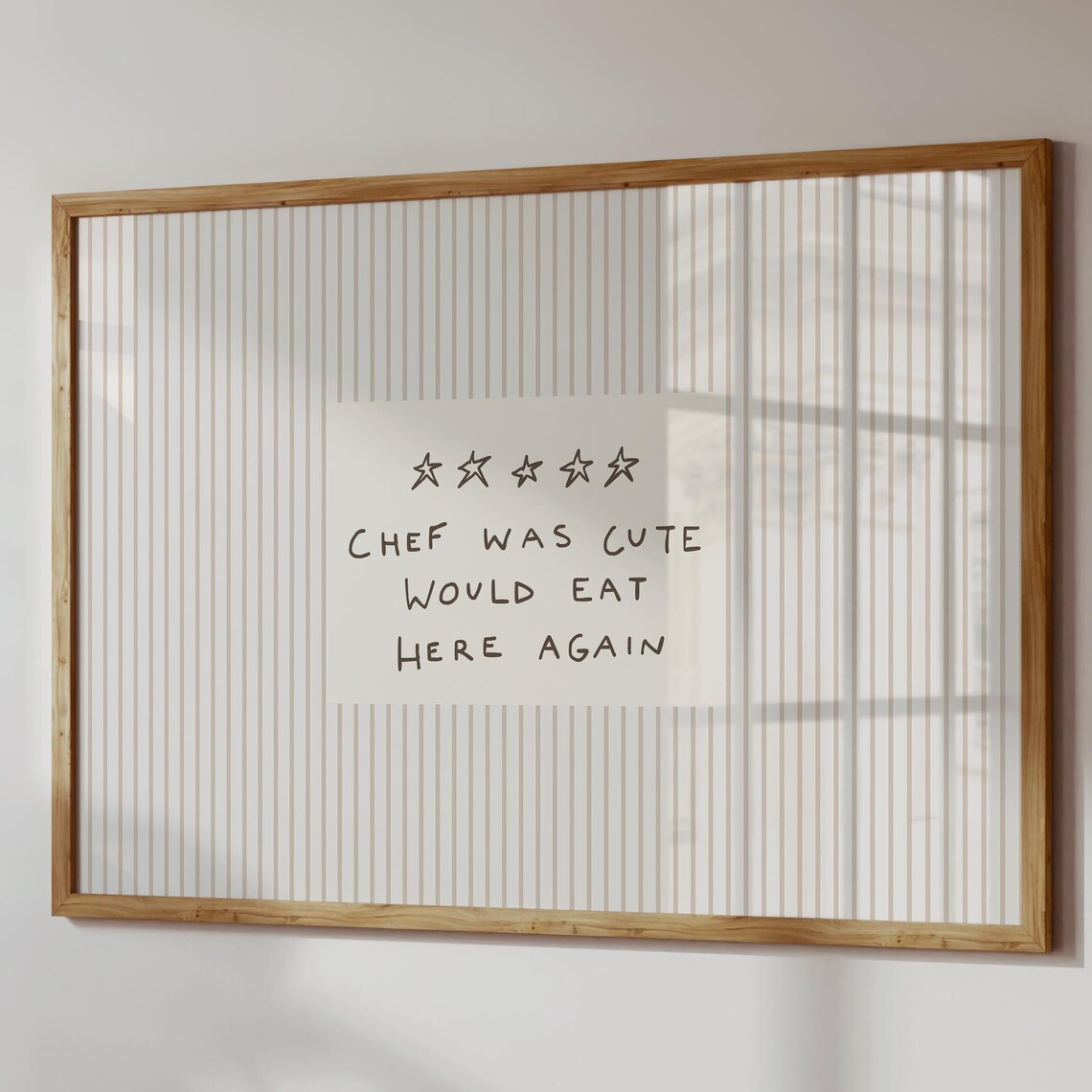 Chef Was Cute Striped Kitchen Wall Art Print