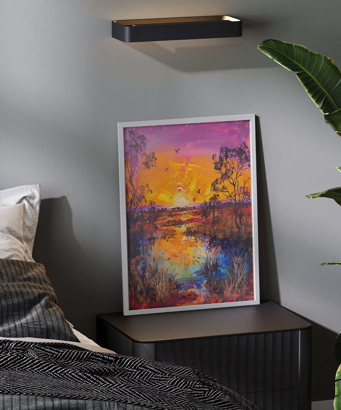 Sunset Landscape Art Print, Vibrant Nature Scene - Image 2