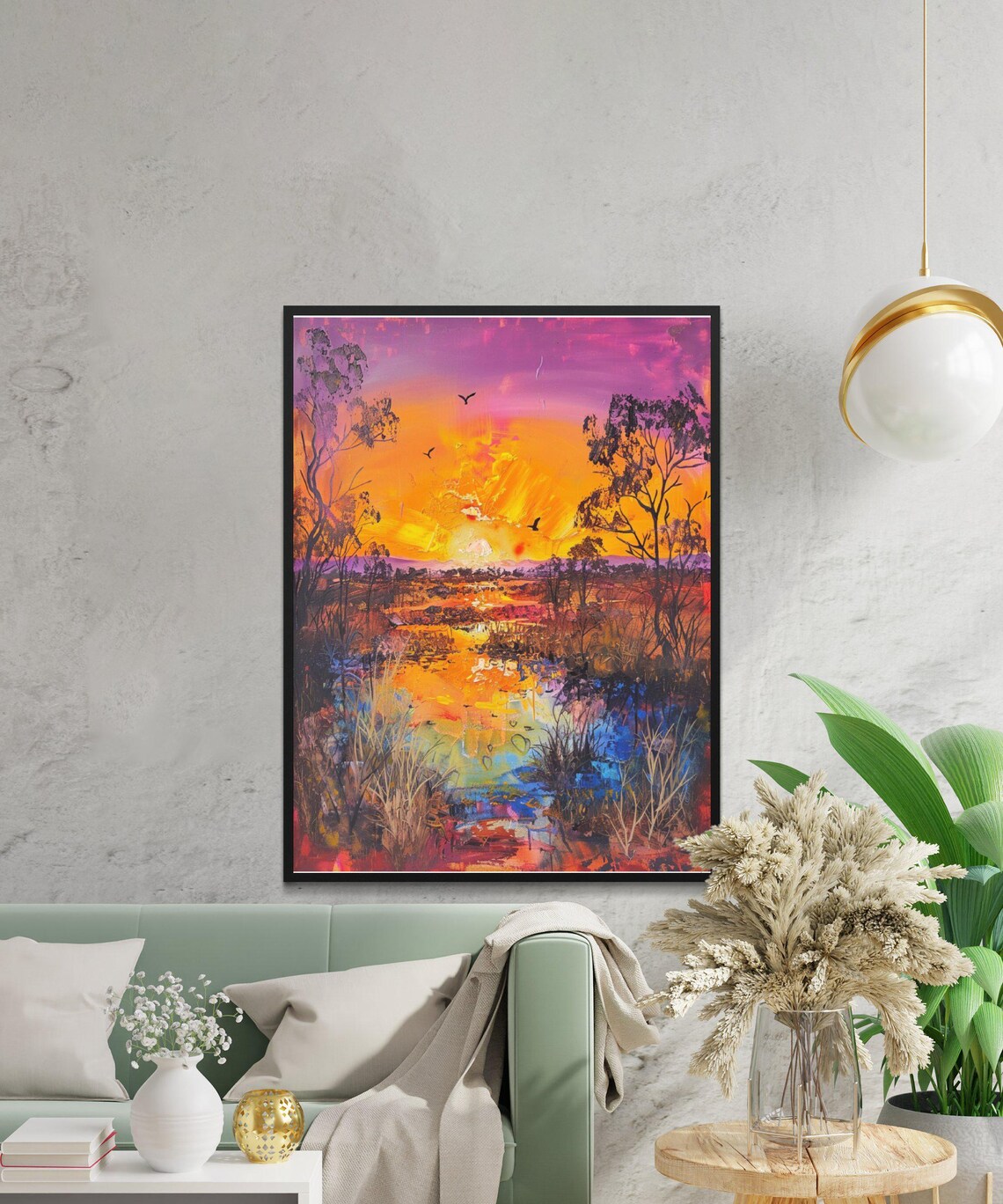Sunset Landscape Art Print, Vibrant Nature Scene - Image 3