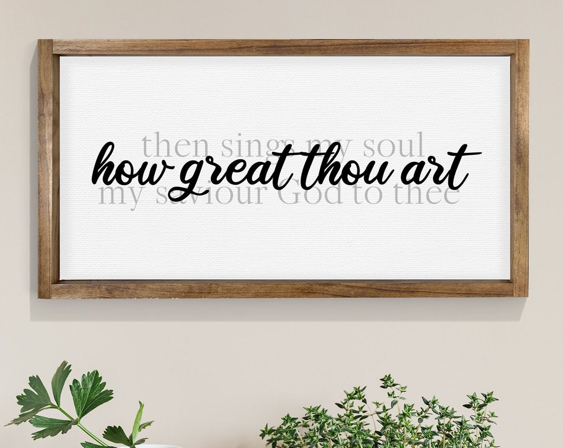 How Great Thou Art Hymn Lyrics Farmhouse Scripture Sign Poster - Image 3