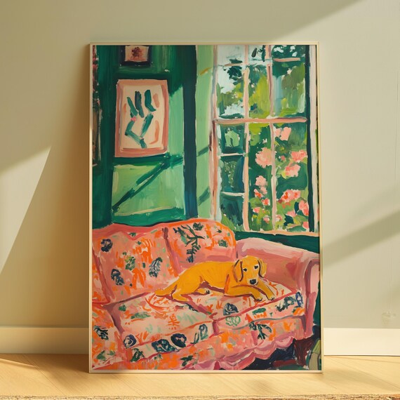 Matisse Style Dog Art Print, Nursery Decor