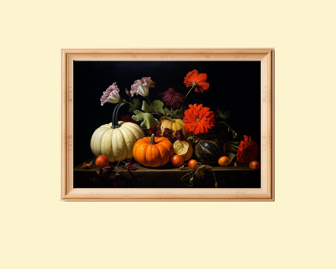 Dutch Golden Age Pumpkin Still Life, Autumn Decor