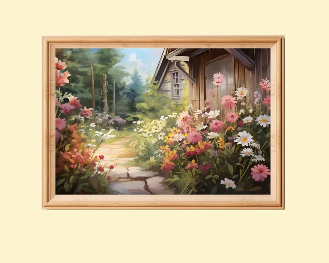 Vintage Country House Summer Garden, Rustic Landscape