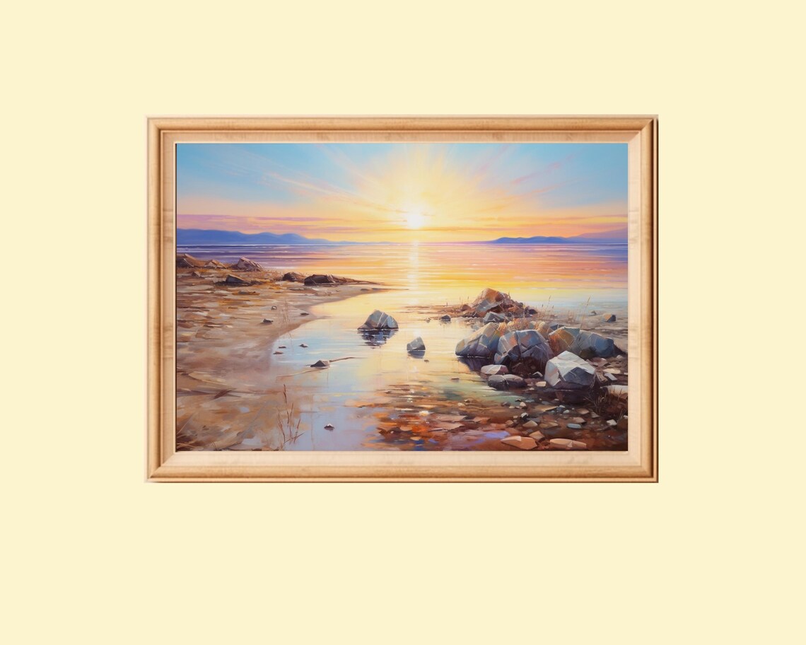 Sunset Beach Landscape Art Print, Coastal Decor
