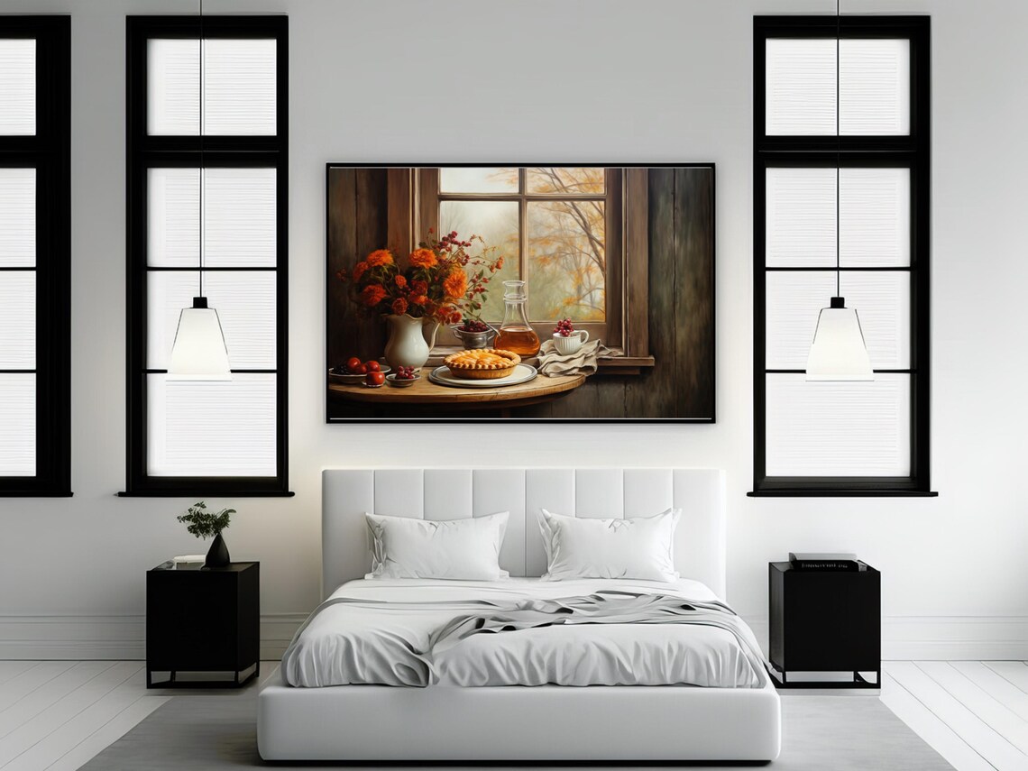 Vintage Rustic Still Life Painting, Thanksgiving Decor - Image 2