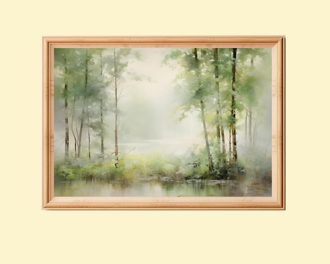 Green Landscape, Rustic Watercolor Farmhouse Decor