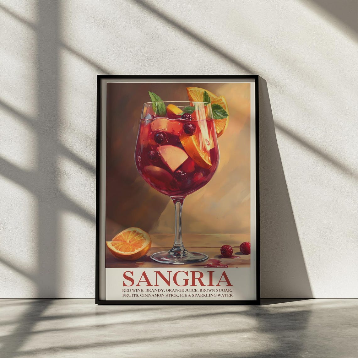 Sangria Art Instant Wine Cocktail Wall Vibrant Bar Decor Kitchen Artwork Summer Drink Illustration