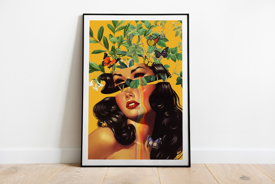 Inside Beauty V5 Retro Surreal Collage Art Print