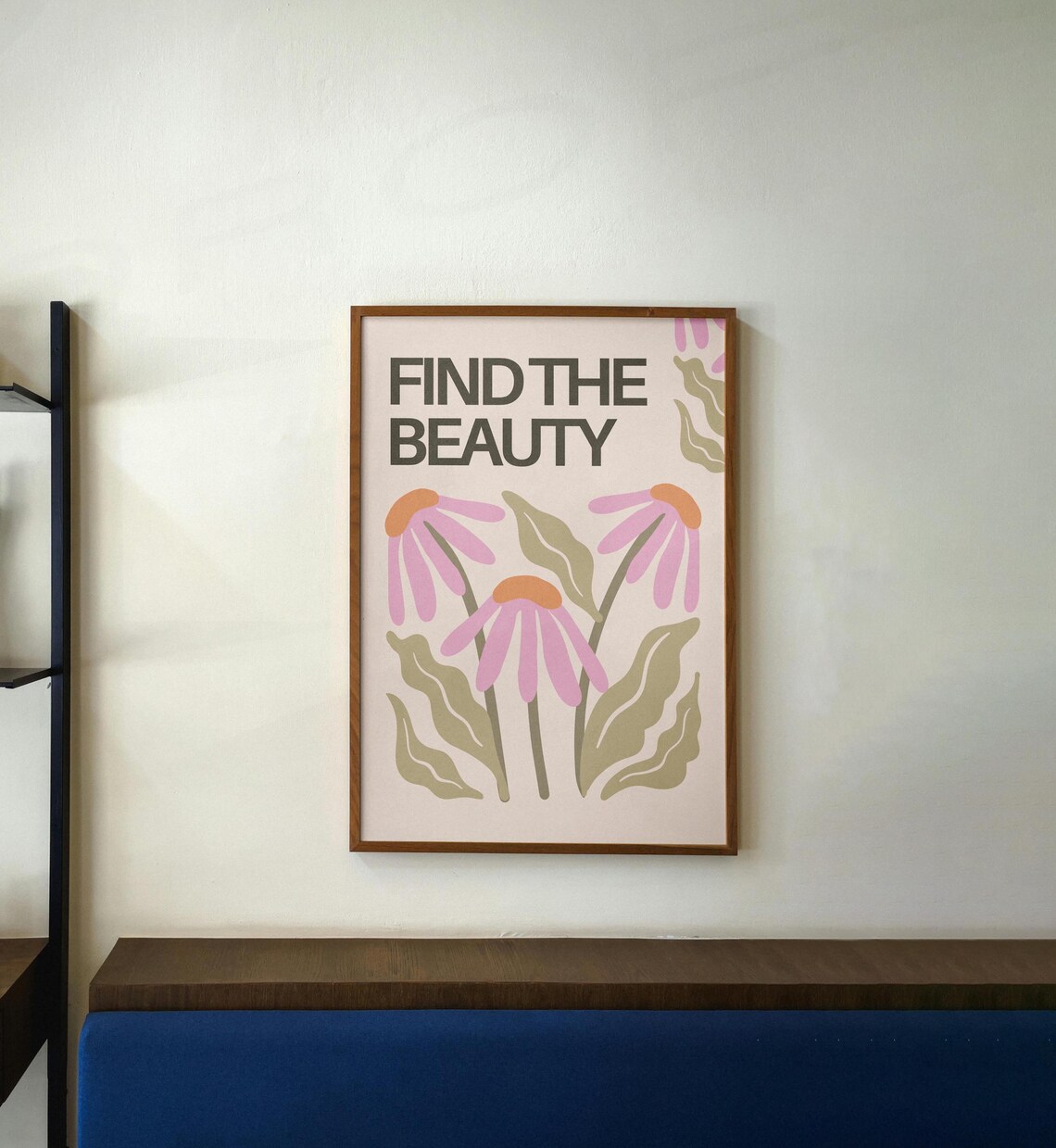 Find The Beauty Botanical Flower Poster Muted Floral Affirmation Decor - Image 2