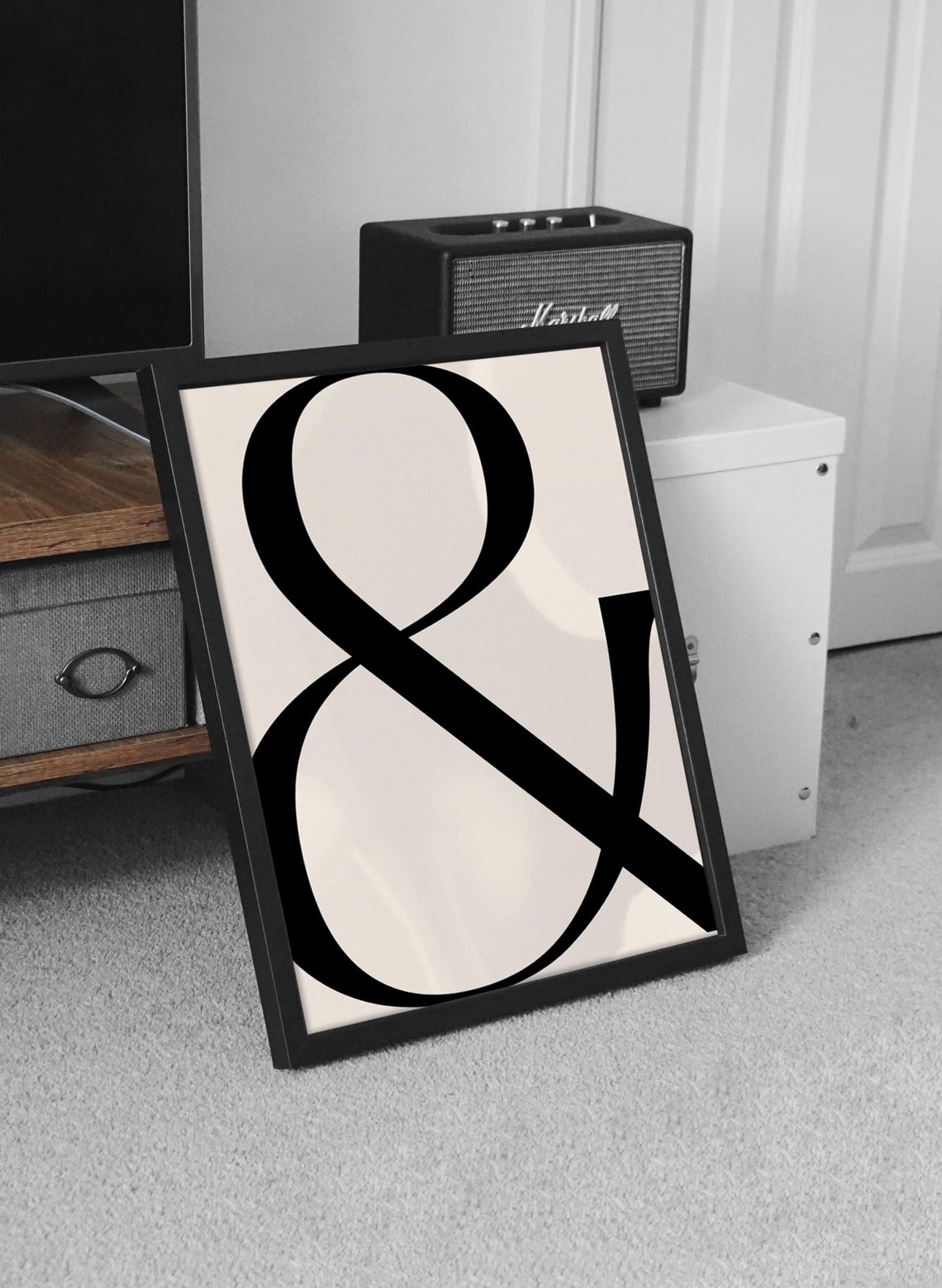 Ampersand Symbol Typography Poster Black On Beige Minimalist Statement - Image 4