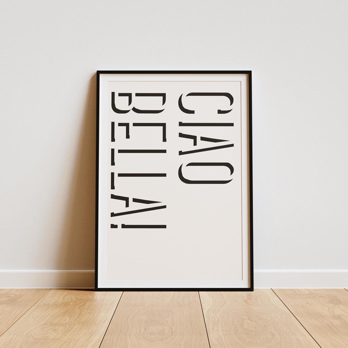 Ciao Bella Minimalist Typography Poster Black On Cream Italian Saying