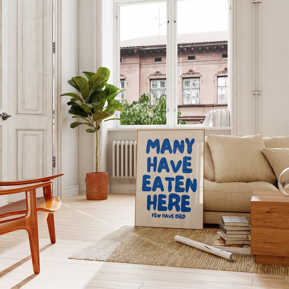 Funny Kitchen Typography Poster, Navy Blue Wall Decor - Image 4