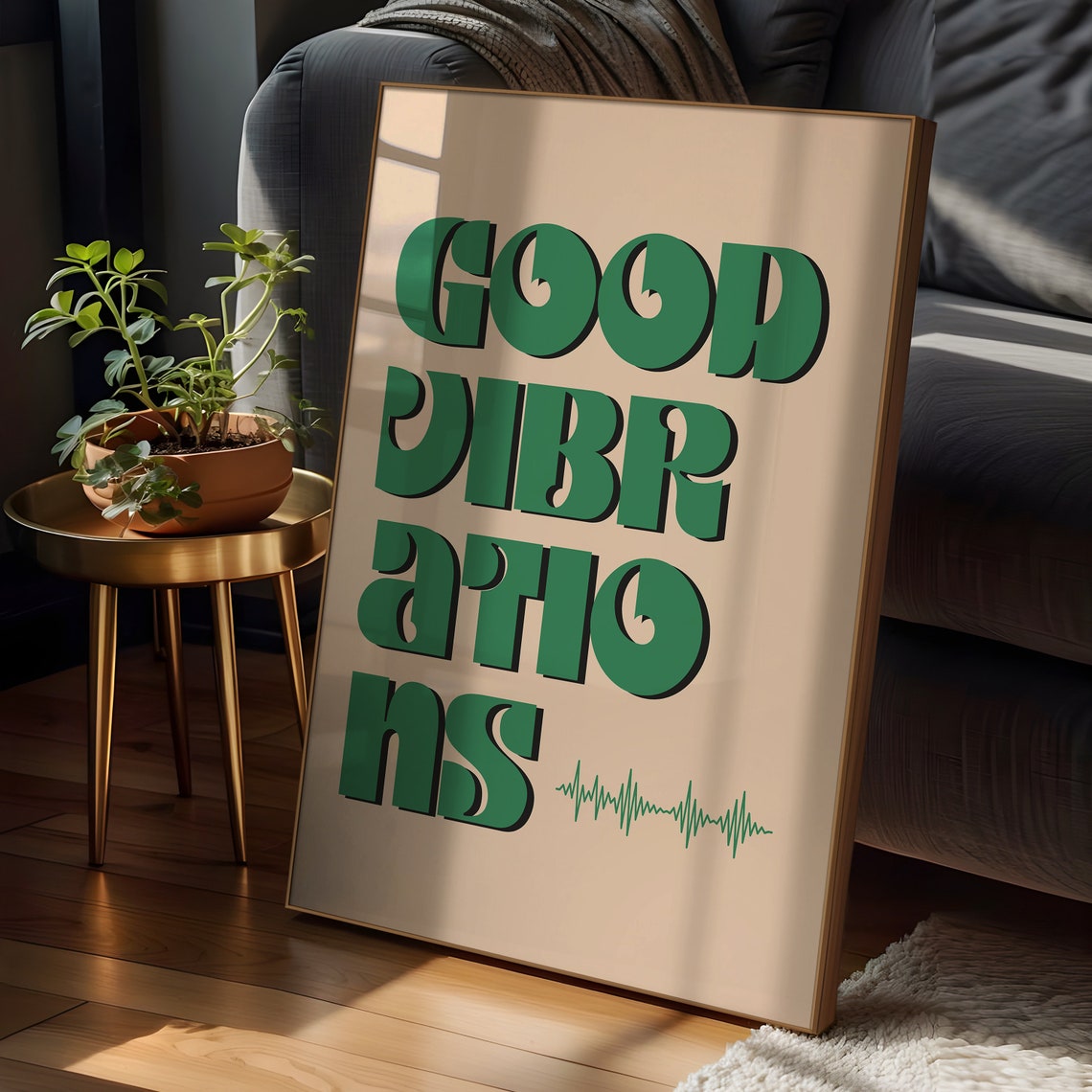 Beach Boys Good Vibrations 60s Retro Green Song Lyric Poster