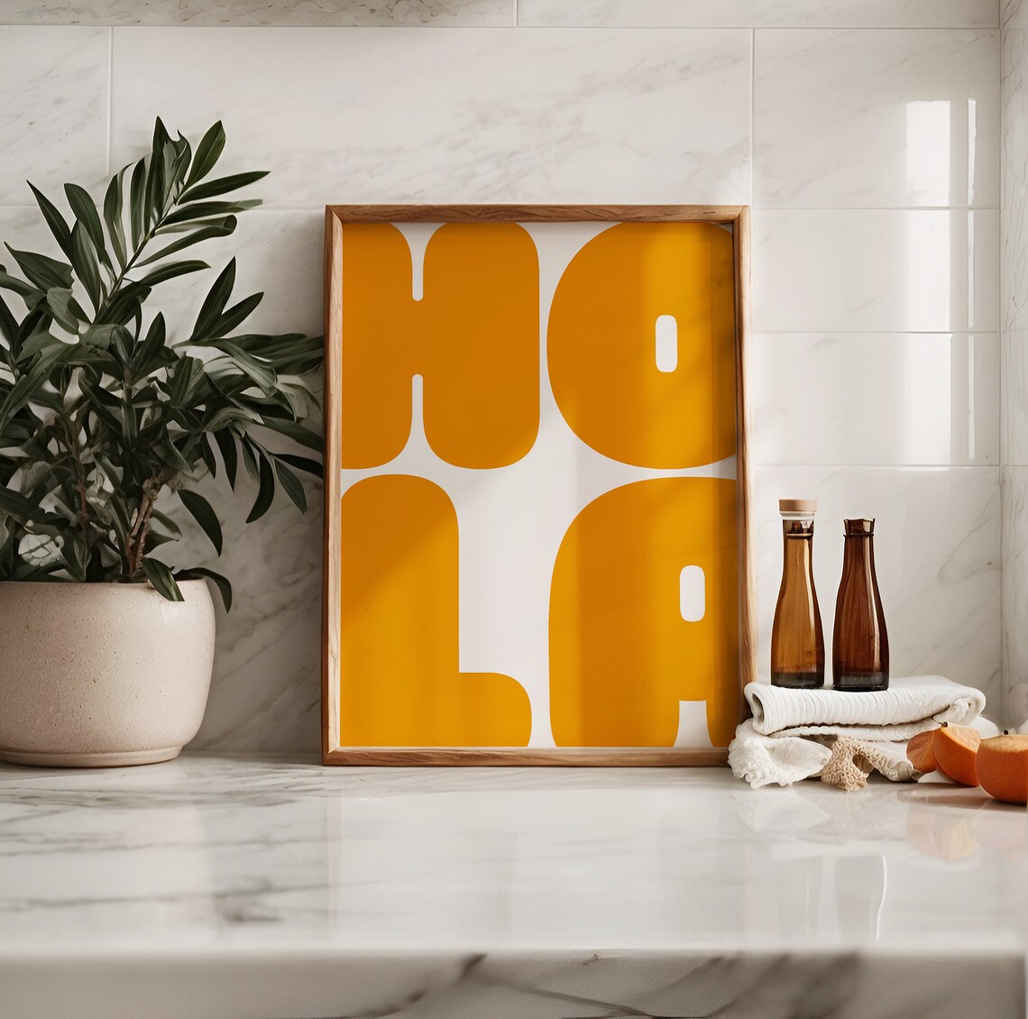 Hola Spanish Funky Dopamine Typography Art Print