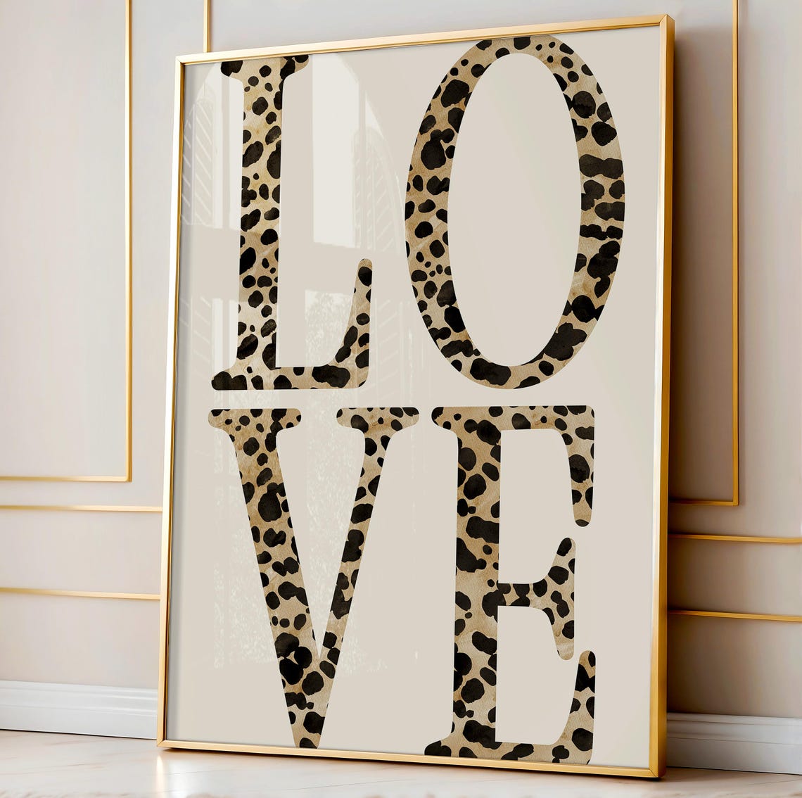 Love Leopard Spotted Typography Poster Neutral Maximalist Decor
