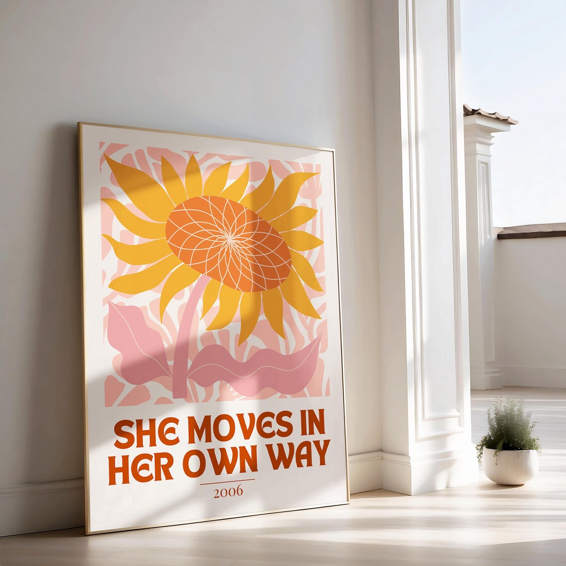 She Moves in Her Own Way 2006 Orange Sunflower Retro Art Poster - Image 2