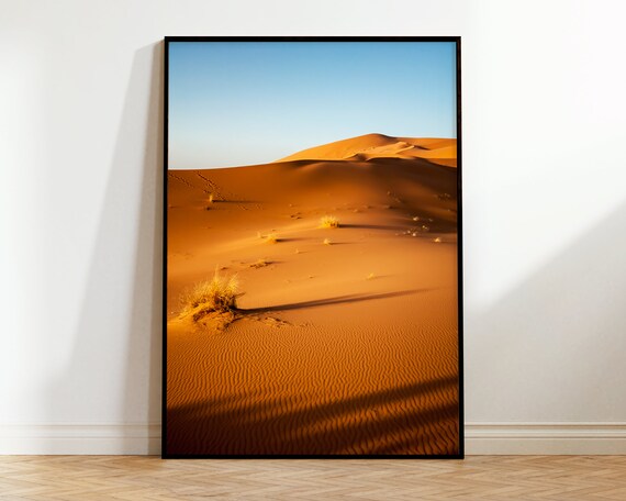 Sahara Desert Orange Sand Dunes Minimalist Landscape Photo Poster Art