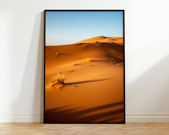 Sahara Desert Print Morocco Wall Art Minimalist Photography Landscape Orange Sand Dunes Modern Boho Poster