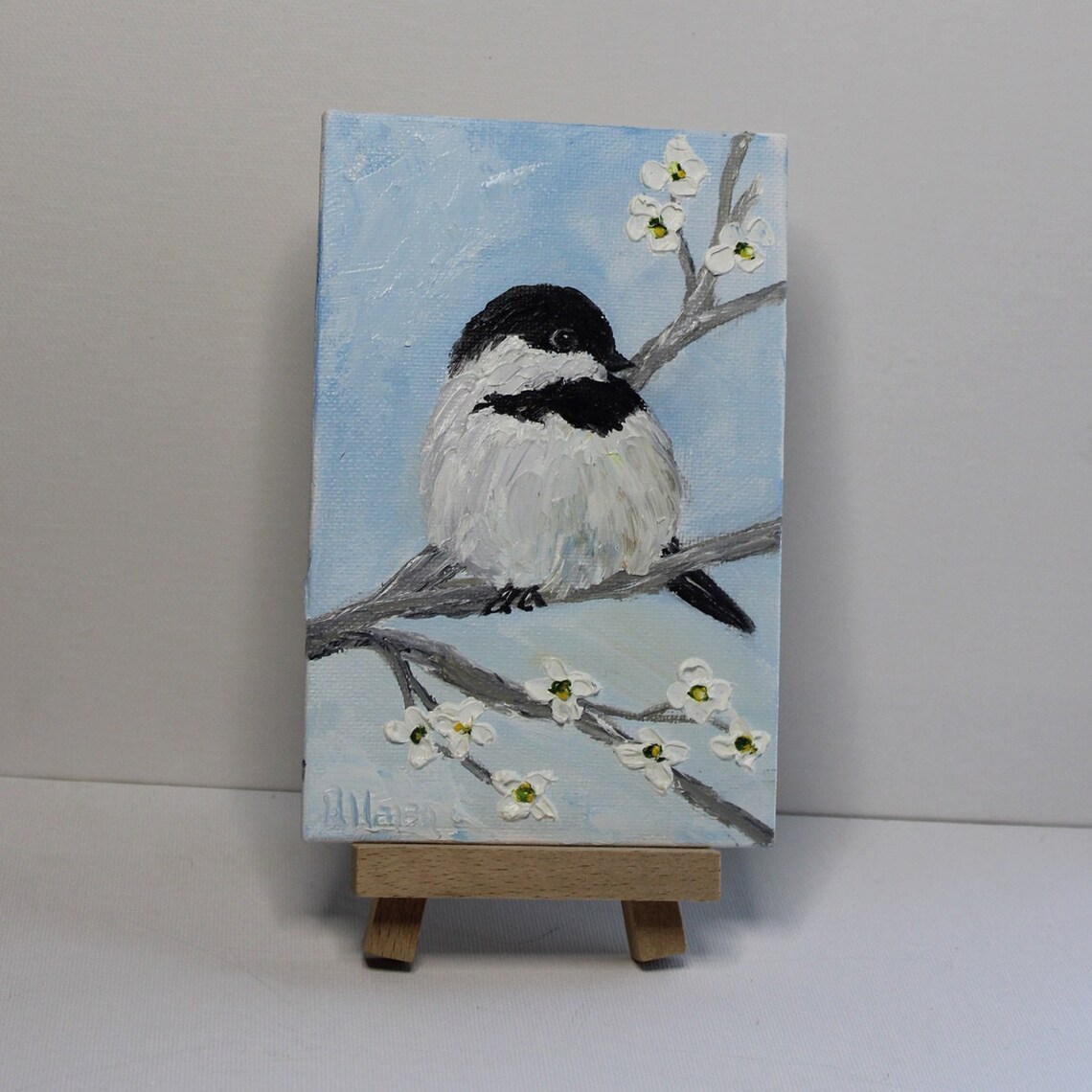 Oil Impasto Chickadee Painting Oil Chickadee Painting - Image 4