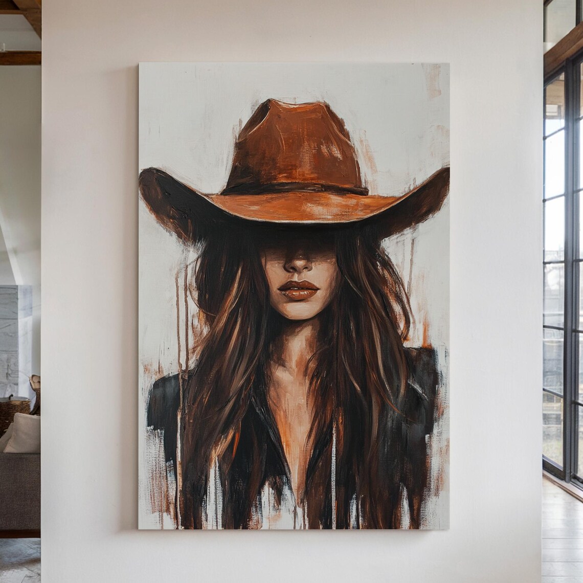 Rustic Cowgirl Portrait, Western Country Art Print