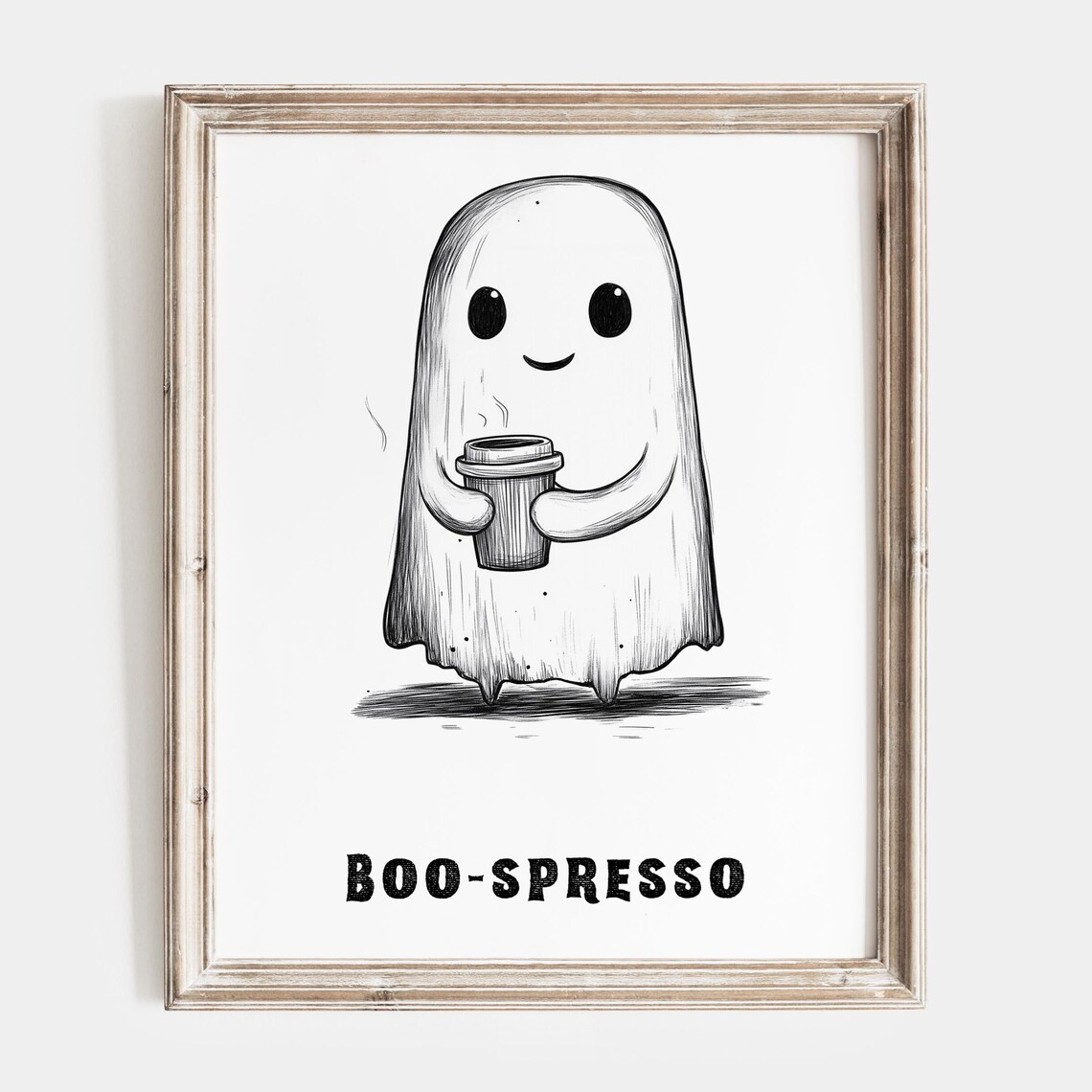 BOO-SPRESSO Cute Ghost With A Coffee Cup Halloween Wall Poster
