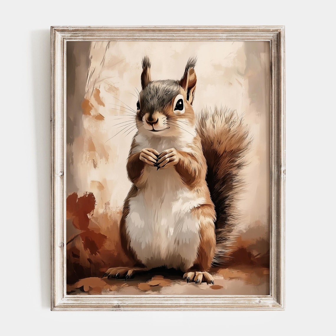 Cheerful Squirrel with Big Eyes and Fluffy Tail Portrait Poster