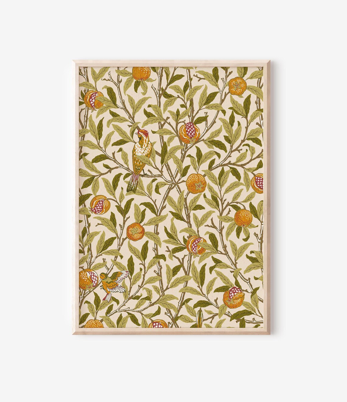 Vintage Botanical Pomegranate Birds Art Print - Image 2
