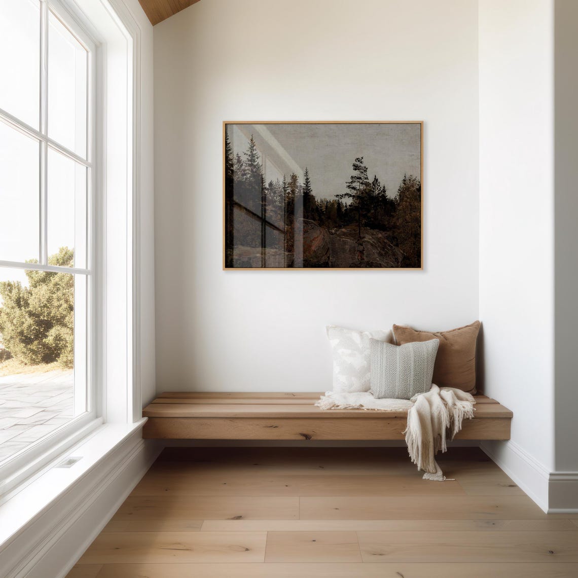 Rustic Forest Landscape Painting Wall Art Vintage Muted Home Decor Vivid Art Print An 370 - Image 3