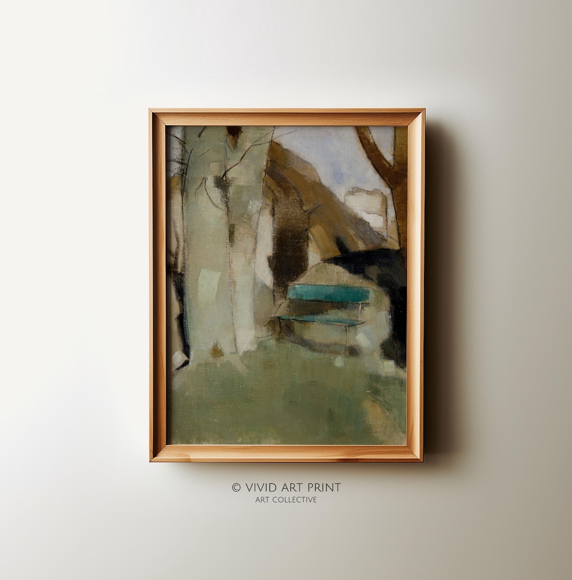 Vintage Abstract Landscape, Muted Modern Decor