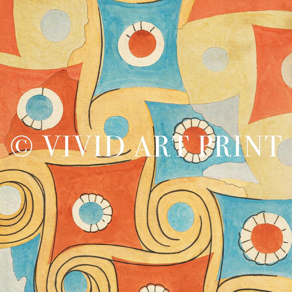 Abstract Geometric Ceiling Pattern, Vintage Retro - Image 4