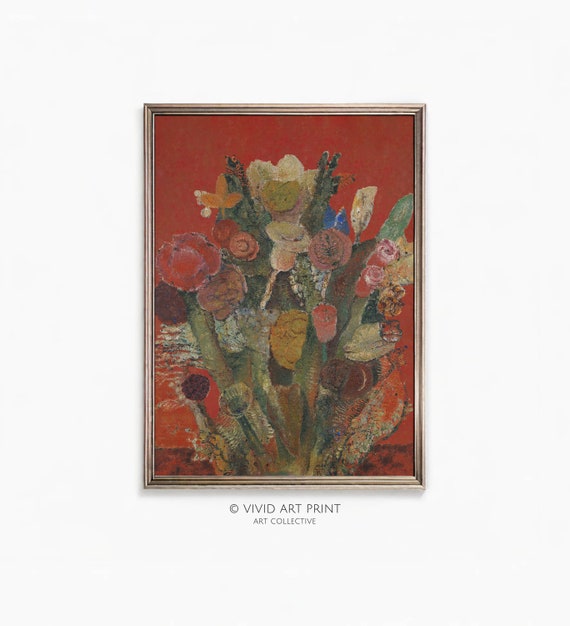 Antique Botanical Flower Bouquet Abstract Art Print