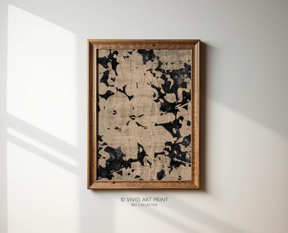 Vintage Abstract Floral Pattern, Rustic Minimalist Art Print