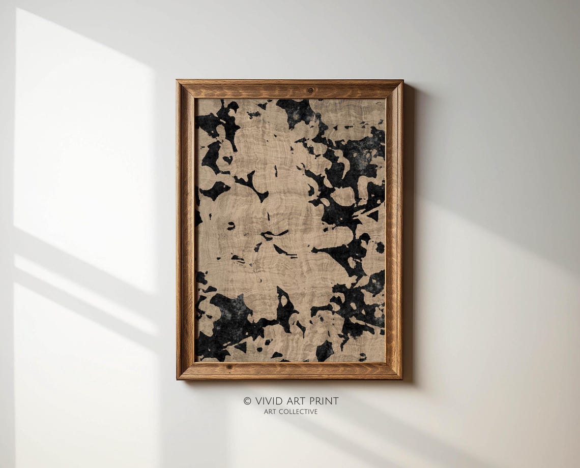 Vintage Abstract Floral Pattern, Rustic Minimalist Art Print