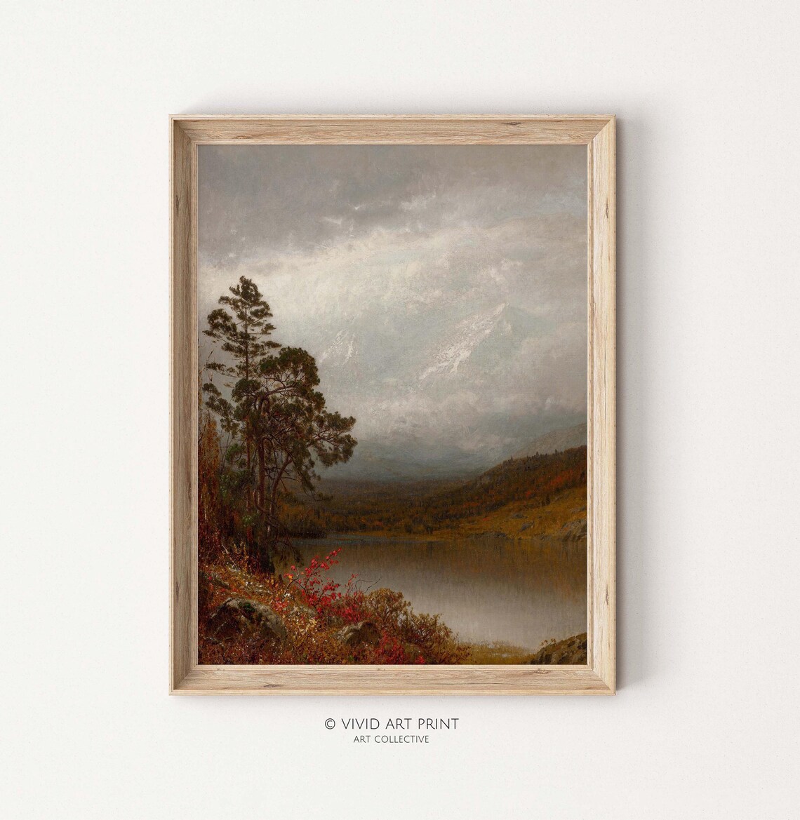 Autumn Landscape, Vintage Tranquil Lake Scene
