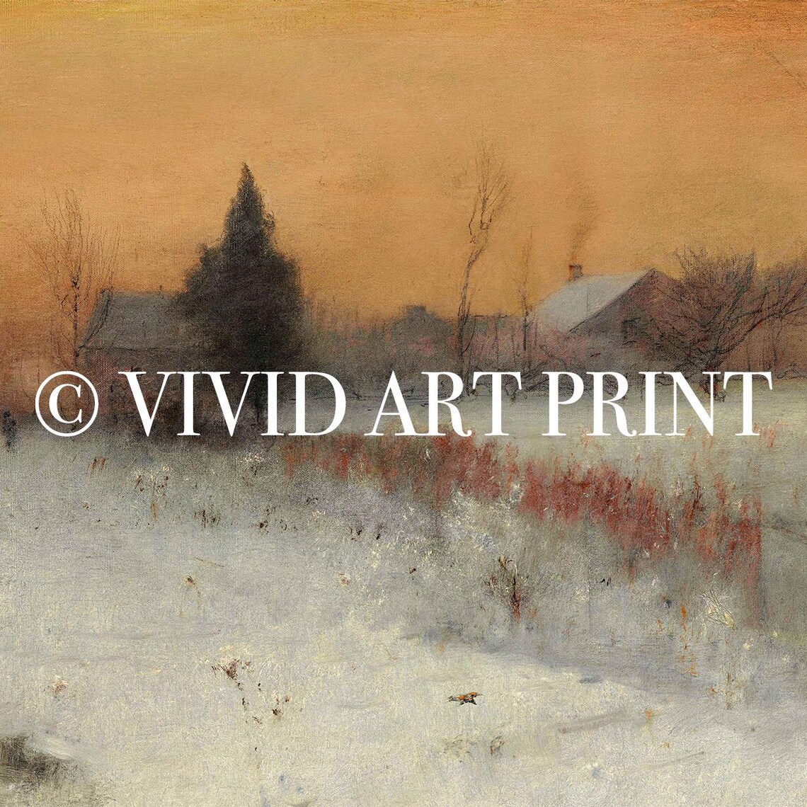 Winter Landscape Rustic Moody Cottage Core Painting - Image 4