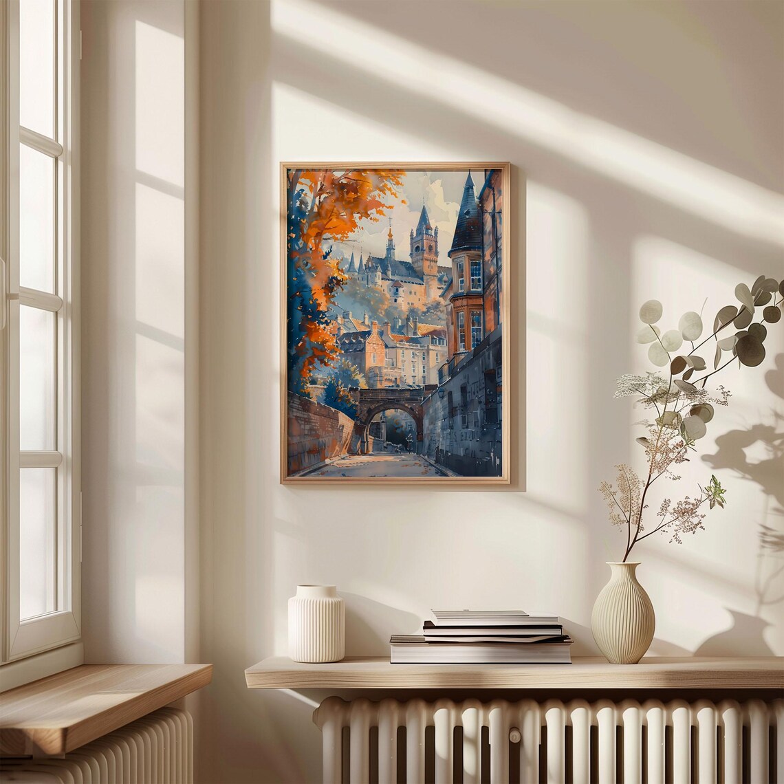 Bath England Historic Stone Street Autumn Watercolor Travel Poster - Image 4