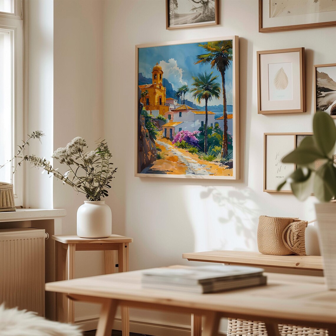 Gran Canaria Spain Sunny Island Church Watercolor Painting Poster - Image 3