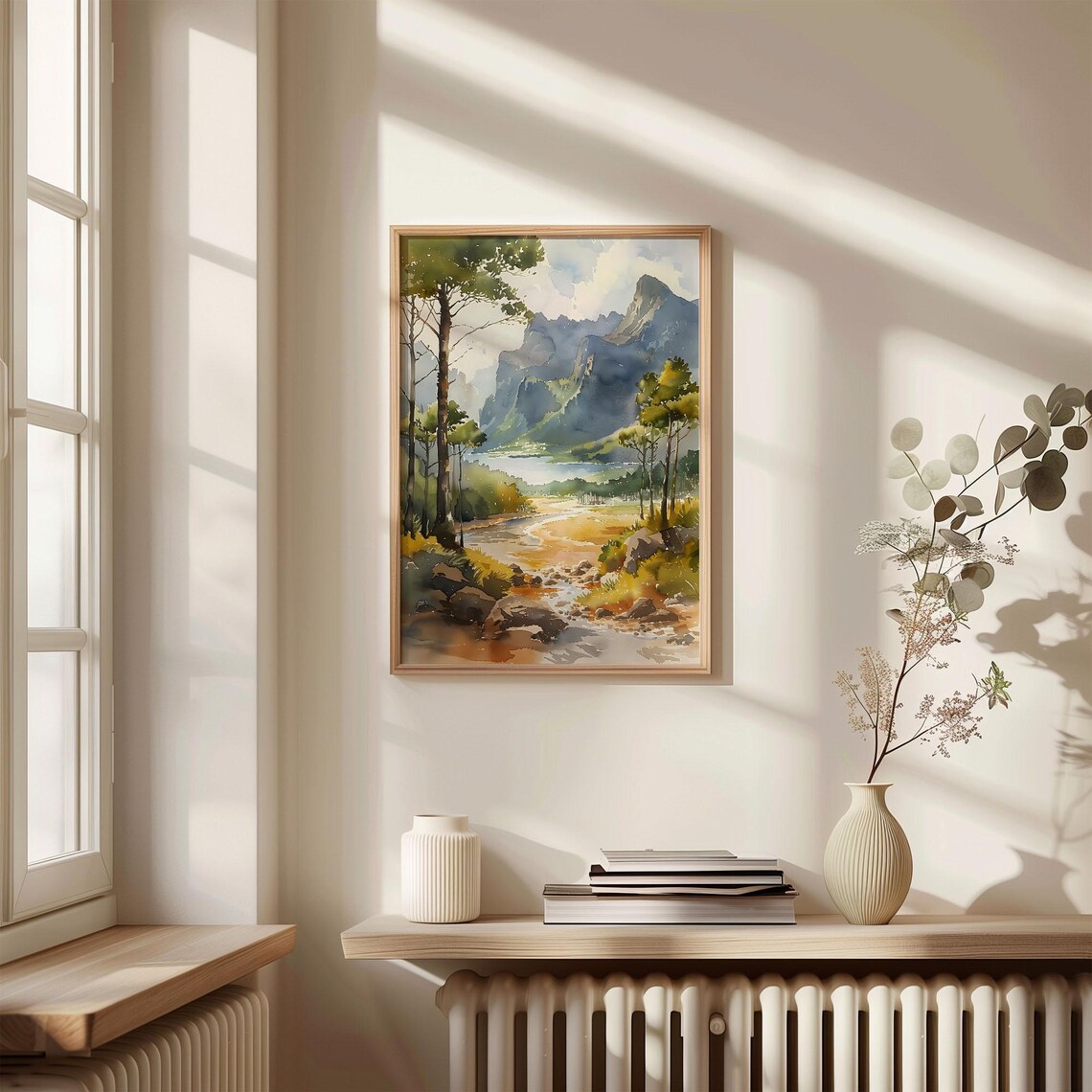 La Reunion National Park Mountain Peak Lake Pine Forest Watercolor Poster - Image 4